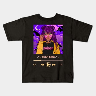 Self Love Black Anime Girl Playlist Kids T-Shirt